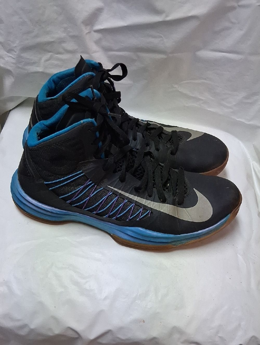 Nike Men's Lunar Hiperdunk Black and Blue High-Top Sneakers Sz 11 Preowned